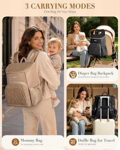 Marscamd Diaper Bag Backpack with Changing Pad, Large Baby Bag, Camel | with Stroller Straps, Insulted Bottle Pockets, Luggage sleeve, for Travel & Labor Delivery - color: Camel