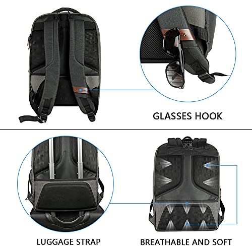 KROSER Laptop Backpack Large Computer Backpack Fits up to 17.3 Inch Laptop with USB Charging Port Water-Repellent Casual Daypack for Travel/Business/College/Women/Men-Grey - color: A-grey-17.3"