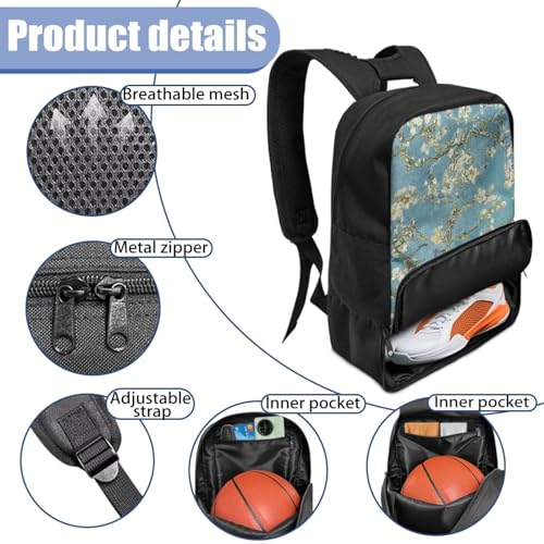 Basketball Backpack With Separate Ball Compartment And Shoes Fit Basketball Volleyball Football - color: Almond Blossom Green