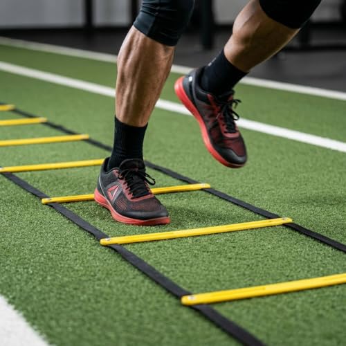 SOFTSOUL Tangle Free Agility Ladder, 12 Fixed Rungs, Heavy Duty Speed & Footwork Training Ladder for Football Soccer Basketball Drills, Portable Exercise Ladder for Kids, Youth & Adults - style: 12 Rungs (2 Pack)