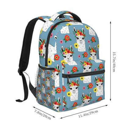 Stylish Travel Backpack Alpaca Llama Flower, Commuter Daypack with Laptop Compartment for Work, Trips and Gym - color: Pattern (697)