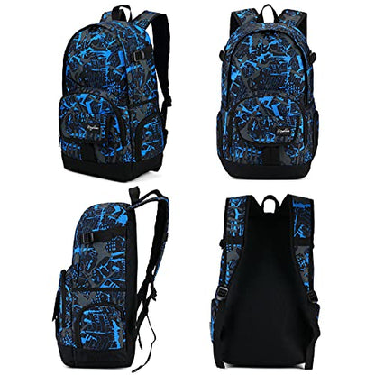 rickyh style School Backpack Travel Bag for Men & Women Lightweight College Back Pack with Laptop Compartmen - color: 04graffiti Blue