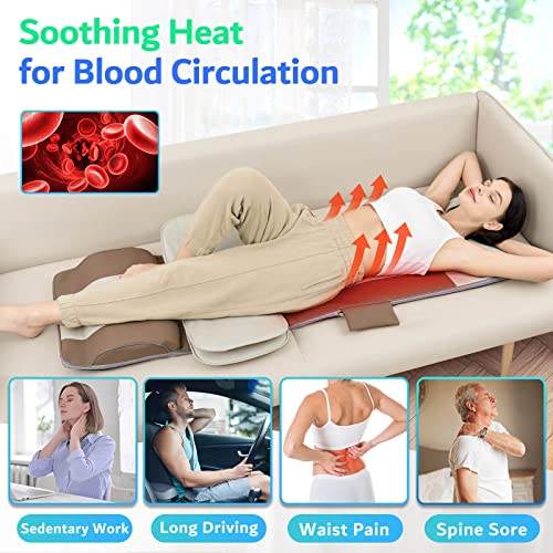 Full Body Massage Mat, 3D Body Stretching & Lumbar Traction, Back Heating, Traction Up & Down, Curve Stretch, Twist Left & Right, 4 Modes 3 Intensities 3 Heat Levels, PU Leather, Foldable, Fit 5'1-6'0 - color: Brown