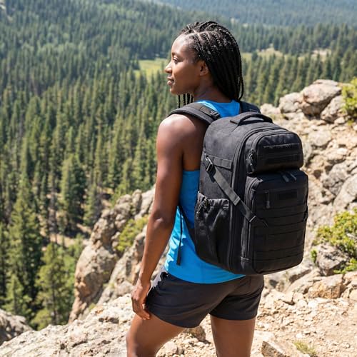 Zsearaymy 25L Small Tactical Hiking Backpack with 180° Open Design Molle System Padded Laptop Lightweight (Black) - color: Black
