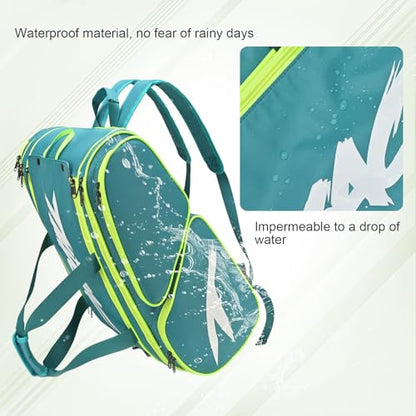 TILDOSAC Pickleball Bag - Large Paddle Bag for 4 Paddles & Accessories - Fence Hook, Extra Pockets, Shoe Compartment - color: Green
