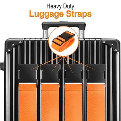 Luggage Straps for Suitcases TSA Approved Travel Belt 4 Pack by Chelmon(Orange) - color: Orange