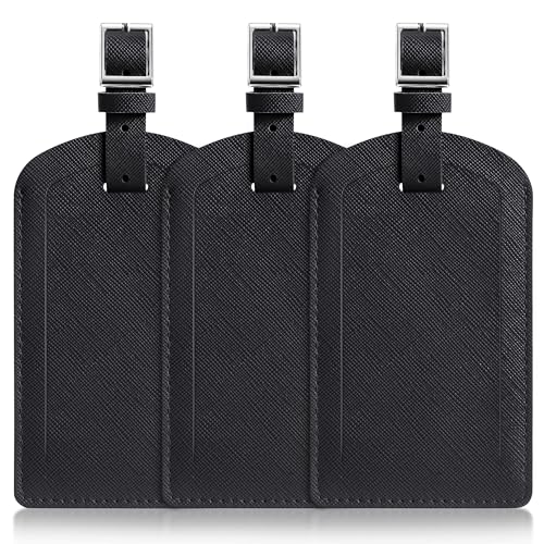 3 Pack Luggage Tags for Suitcases, TSA Approved Bag Tags, Baggage Tags with Privacy Protection, Travel Essentials Luggage Accessories, Black - color: Black