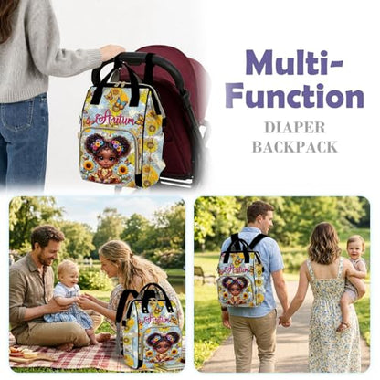 Custom Diaper Bag with Name,Personalized Diaper Bag Backpack &Insulated Water Bottle Mother Gift,Custom Monogram Baby Travel Bag Nursing Diaper Mommy Backpack with Adjustable Shoulder Straps Nappy Bag - color: Design 20