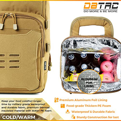 DBTAC Tactical Lunch Backpack, Large Lunch Cooler for Men Women | Backpack Coolers insulated for Work Picnic Travel (Brown, 24-Cans) - color: Brown