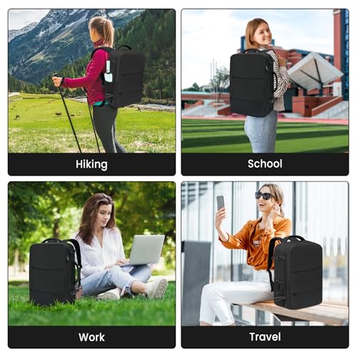 BAGAIL Travel Laptop Backpack, Carry on with USB Port, Luggage Bag for Holiday-Black - color: Black