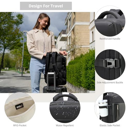 Swissdigital Design Travel Laptop Backpack for Women, 36L Carry On Backpack with USB Charging Port, RFID Protection & Wet-Dry Separation, TSA Friendly Fits 16 Inch Laptop, Black | SD1749-01 - color: Black