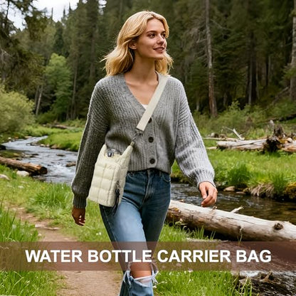 Water Bottle Carrier Bag, Convenient and Durable, Crossbody Water Bottle Holder for Hiking, Cycling - color: Beige