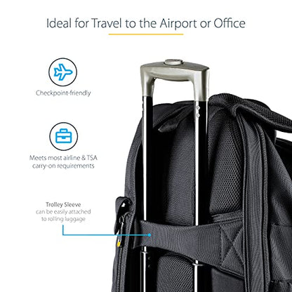 StarTech.com Unisex Backpack Ergonomic Computer Bag with Removable Accessory Case-Laptop/Tablet Pockets-Nylon, Black, 15.6" Professional IT Tech Work/Travel/Commute (NTBKBAG156) - size: 15.6"