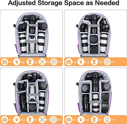 MOSISO Camera Backpack, DSLR/SLR/Mirrorless Photography Camera Bag 15-16 inch Waterproof Hardshell Case with Tripod Holder&Laptop Compartment Compatible with Canon/Nikon/Sony, Purple - color: Purple