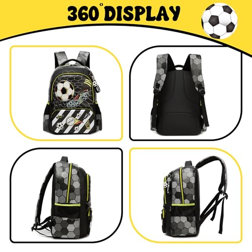 Meetbelify Kids School Backpacks for Girls Boys Backpack with Lunch Bag for Elmentary Students - color: 02 Football