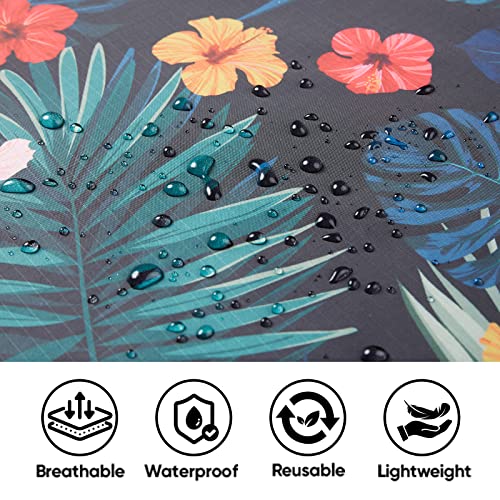 PTEROMY 3-in-1 Hooded Rain Poncho for Adult with Pocket, Waterproof Lightweight Unisex Raincoat for Hiking Camping Emergency - color: Blossom Season 1/4 Zipper