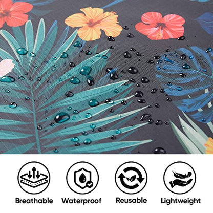 PTEROMY 3-in-1 Hooded Rain Poncho for Adult with Pocket, Waterproof Lightweight Unisex Raincoat for Hiking Camping Emergency - color: Blossom Season 1/4 Zipper