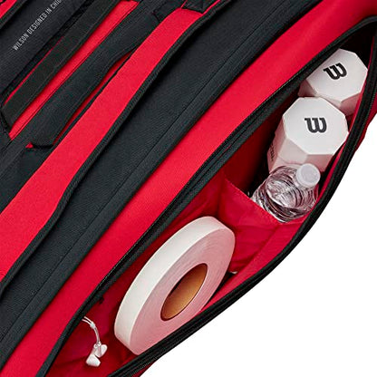 Wilson Clash V2 Super Tour Tennis Racket Bag - Red/Black, Holds up to 15 Rackets