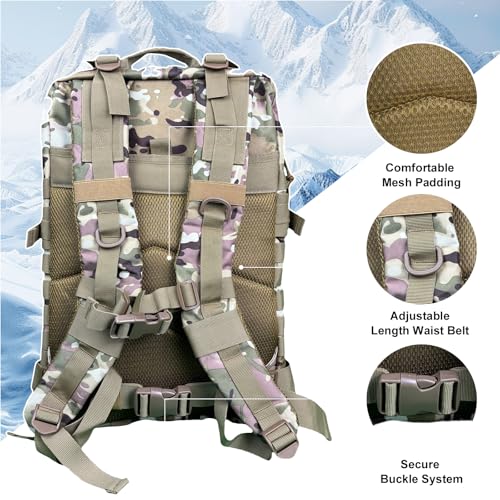 50L Large Military Tactical Backpack Molle Army Assault Pack for Travel Camping Hiking Fishing Backpack for men (Comouflage) - color: Comouflage
