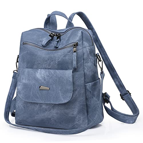 Backpack Purse for Women, Women Backpack Purse Small Leather Waterproof Anti-theft Shoulder Bags Handbags Ladies - color: Blue
