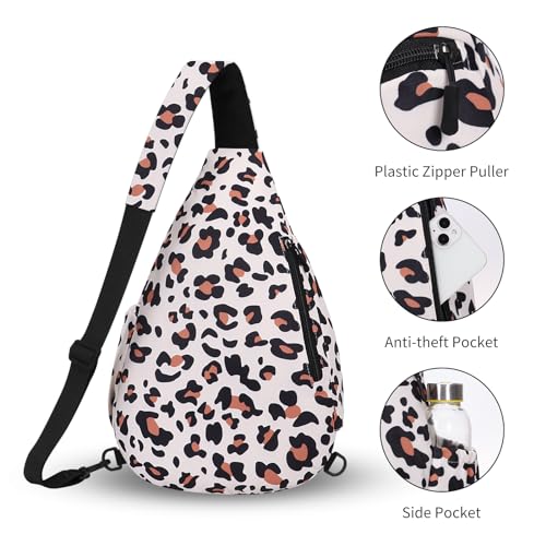 HUA ANGEL Crossbody Sling Bag for Men & Women Lightweight Waterproof Chest Shoulder Bag for Travel Hiking & Everyday Use - color: W-leopard Print