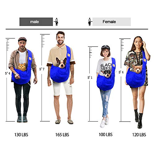 Tomkas Small Dog Cat Sling Carrier Puppy Purse Travel Wrap Soft Crossbody Pet Bag (Royal Blue, M - Zip Pocket & Adjust Strap) - color: Royal Blue