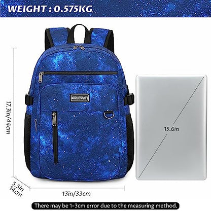 MIRLEWAIY Classical School Backpack Lightweight Bookbag Casual Daypack Travel Work Bag For Teenagers College Girls boys - color: Black Blue