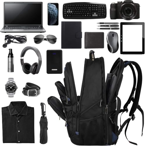 18.4 Laptop Backpack Men Women, 55L-60L Extra Large Laptops Backpack, TSA Friendly Flight Approved and RFID Anti-theft Pocket,Water Resistant Suiltable for Traveling - color: Black-blue, size: 18inch(21.5*16.3*9.9")