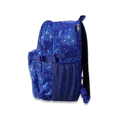 K-Cliffs Classic Backpack Basic Student Campus Daypack Simple Travel Rucksack with Laptop Compartment Bottle Holder Padded Straps Printed Blue Navy Stardust Pattern - color: Navy Stardust