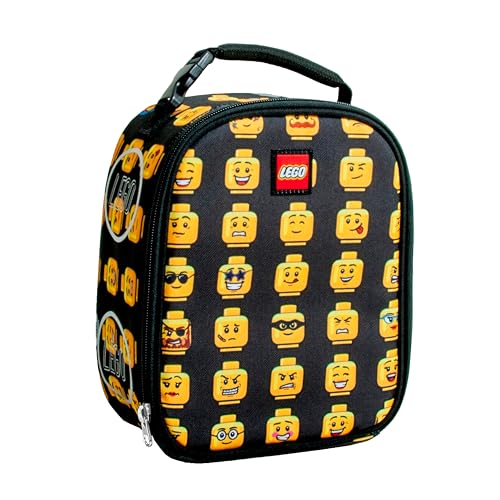 LEGO Kids Heritage Classic Lunch Box, Insulated Soft Reusable Lunch Bag Meal Container for Boys and Girls, Perfect for School or Travel, Meal Tote Keeps Food and Drinks Cold with Buckle, Minifigure