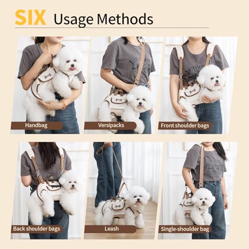 6-in-1 Hands Free Pet Carrier Backpack for Dogs & Cats - Convertible Shoulder Sling, Leash & Lift Harness, Portable Breathable Design Small Dog Carrier Slings for Puppies, Yorkie (4-8 lbs) - size: 8.8"L x 5.4"W x 2.9"H
