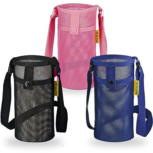 Water Bottle Holder with Strap, Premium Water Bottle Carrier with Strap Easy Clean, Light Water Bottle Carrier Bag, Water Bottle Holder with Pocket for Hiking, Walking, Travel - color: pink & black&blue