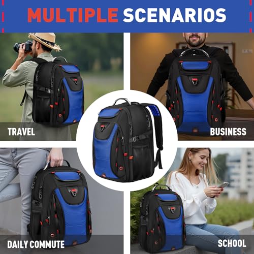 Z-MGKISS Large Travel Backpack for Men, 18.4 Inch Laptop backpack, TSA Flight Approved, Water Resistant, Business Work Bag with USB Charging Port, Extra large Backpacks, Blue - color: Blue-1