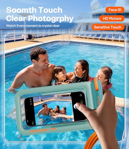 TORRAS IP68 Waterproof Phone Pouch Double Space, Floating Waterproof Phone Case with Lanyard for iPhone 17 Pro Max 16 15 S26 S25, Phone Dry Bag Vacation Cruise Travel Essentials 7.0'', Glacier Sprint - color: Glacier Sprint