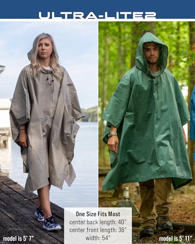 FROGG TOGGS Ultra-lite2 Waterproof, Breathable Rain Poncho, Adult and Youth Sizes - color: Carbon Black, style: Adult