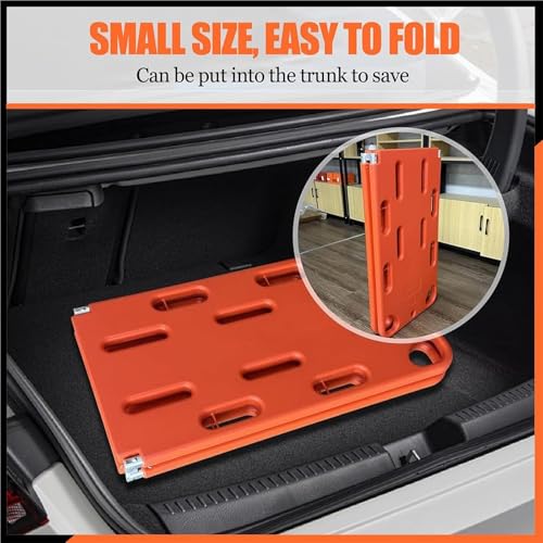 Emerncy Spine Board Stretcher - Foldable Backboard, 350lbs Weight Capaci, Waterproof First Aid Board with Safe Belt for Lifeguards & Mcal Professals(4 Folds)