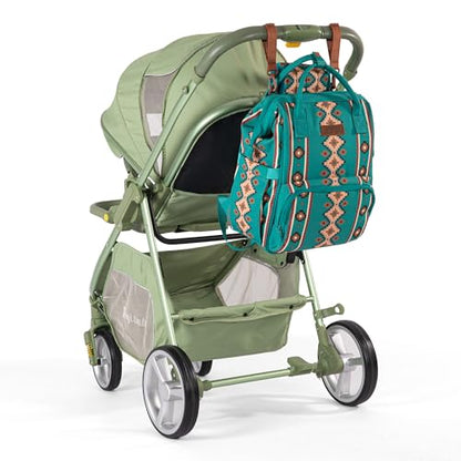 Montana West Wrangler Diaper Bag Backpack Aztec Callie Bag Travel Backpack Purses Western Multi-Function Baby Bags for Mom - color: Green