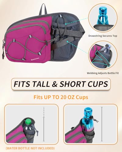 sportsnew Hydration Waist Pack with Water Bottle Holder, 2L Large Fanny Pack for Running Hiking Dog Walking, Water-Resistant Crossbody Waist Bag for Men Women, Patent Pending - style: Deep Pink