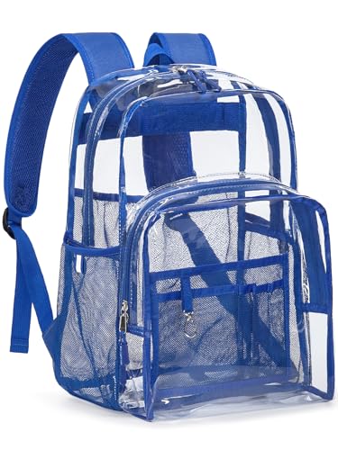 Clear Backpack Heavy Duty, 17 Inch Large TPU Clear Bookbag for Boys Girls Adult, See Through Book Bag Transparent Backpacks with Multiple Pockets for School College Work Casual Sport, Blue - color: Blue, size: Medium