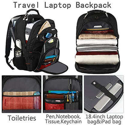 18.4 Inch Laptop Backpack,Extra Large Travel Backpack with RFID Anti Theft, TSA Friendly Backpack,Water Resistant,Computer Bag for Women Men Notebook&Basketball - color: Blackgrey, size: 18.4inch
