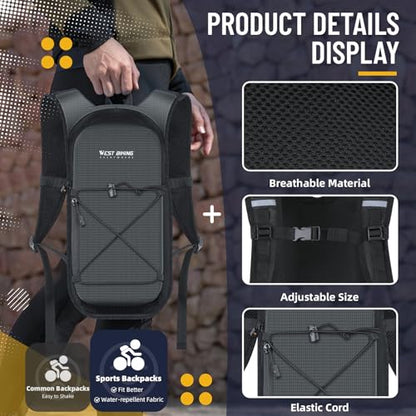 Hydration Backpack with 2L TPU Water Bladder, Lightweight Hiking Water Backpack, Running Hydration Pack for Cycling Climbing Camping Rave, Hydropack for Men Women - color: Black-gray