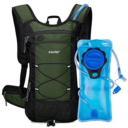 G4Free Insulated Hydration Backpack Pack with 2L BPA Free Bladder for Outdoor Running Hiking Cycling Camping - color: Olive green