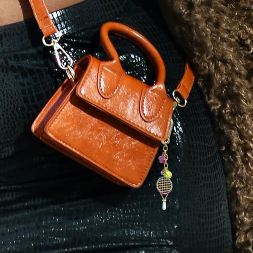 Madison Tyler Western Cowboy Boots Cherry Bow Bubble Tea Strawberry Cute Keychain | Bag Charms for Handbags Purse Charms - color: Tennis