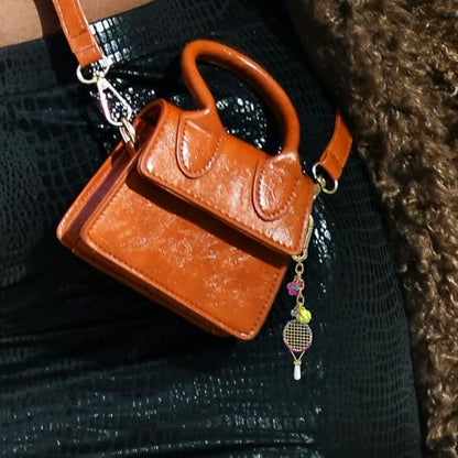 Madison Tyler Western Cowboy Boots Cherry Bow Bubble Tea Strawberry Cute Keychain | Bag Charms for Handbags Purse Charms - color: Tennis