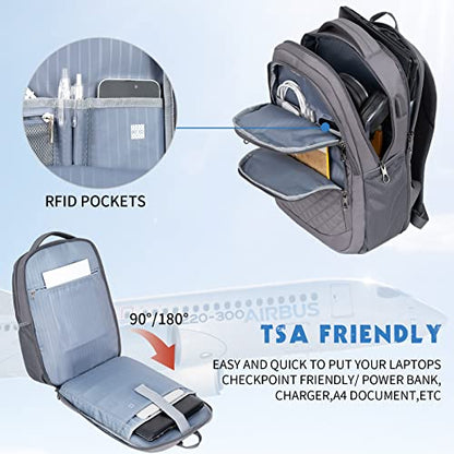 KROSER Travel Laptop Backpack 17 Inch Large Computer Backpack Dark grey - color: Quilted Dark Grey