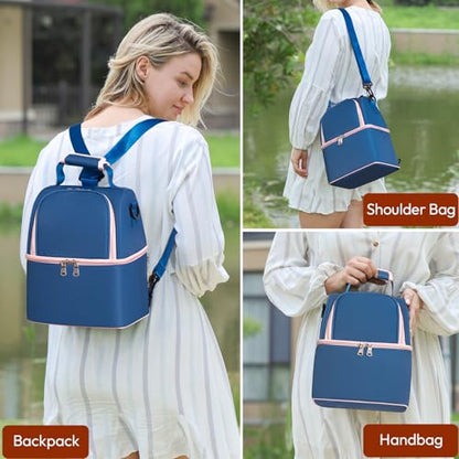 NCVI Breastmilk Cooler Bag, Breast Pump Bag with 2 Ice Pack Fits 6 Bottles, Double Layer Breast Milk Cooler Travel Bag Baby Bottle, for Travel, Nursing Mom Daycare, Work, Picnic (SkyBlue) - color: Blue
