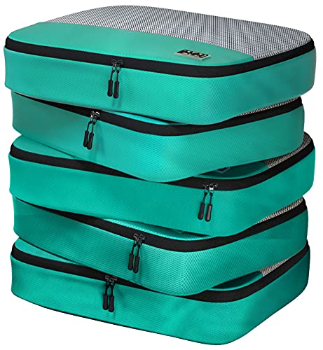Large Packing Cubes for Travel - 5pc Packing Cubes for Suitcases - Lightweight Luggage Organizer Bags (Non-Compression) - color: Green, size: Large