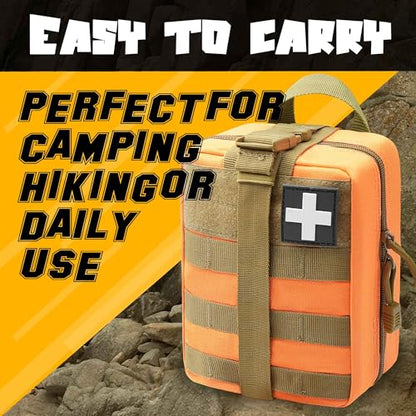1000D Molle Ifak Pouch Rip Away, Tactical Tear Away Medical Pouch Empty, Military First Aid Pouch Bag Only for Camping Hiking Travel - color: Orange