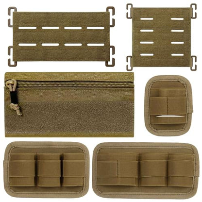 6 Piece Tactical Bag Insert Pack, Modular Elastic Loop Panel Organizers Pouch Insert Attachment with Hook Backed Fastener for Backpack Accessories - color: Tan