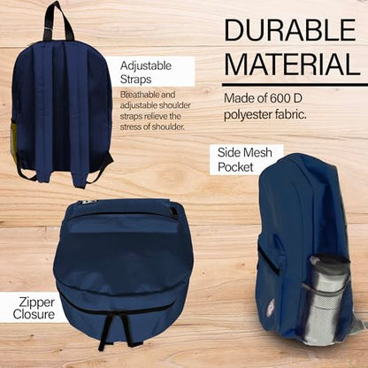 BAZIC PRODUCTS 16 in Navy Blue Basic School Backpack - color: Navy Blue, size: 1-Pack